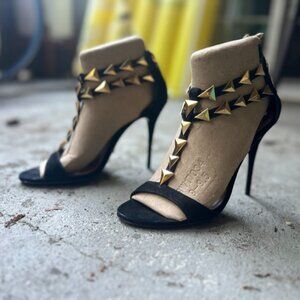 Stunning Schutz Stiletto Sandals with Fabulous Gold Studs, SIZE 8.5